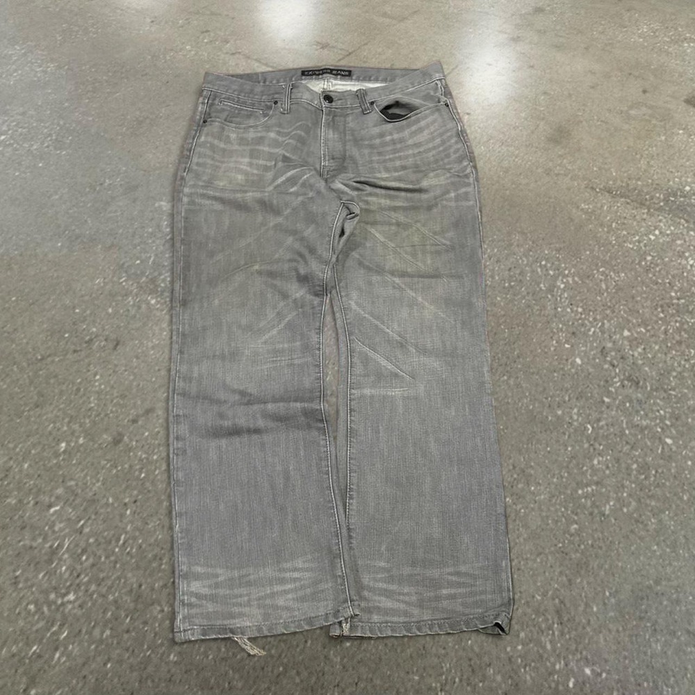 Express Blake Loose Bootcut Jeans Mens 33x30 Grey Y2K Faded Denim